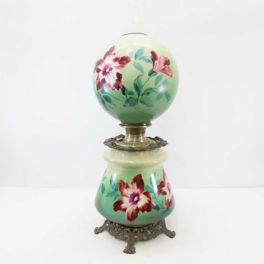 Electrified Hand Painted Floral Kerosene Lamp (1 of 18)