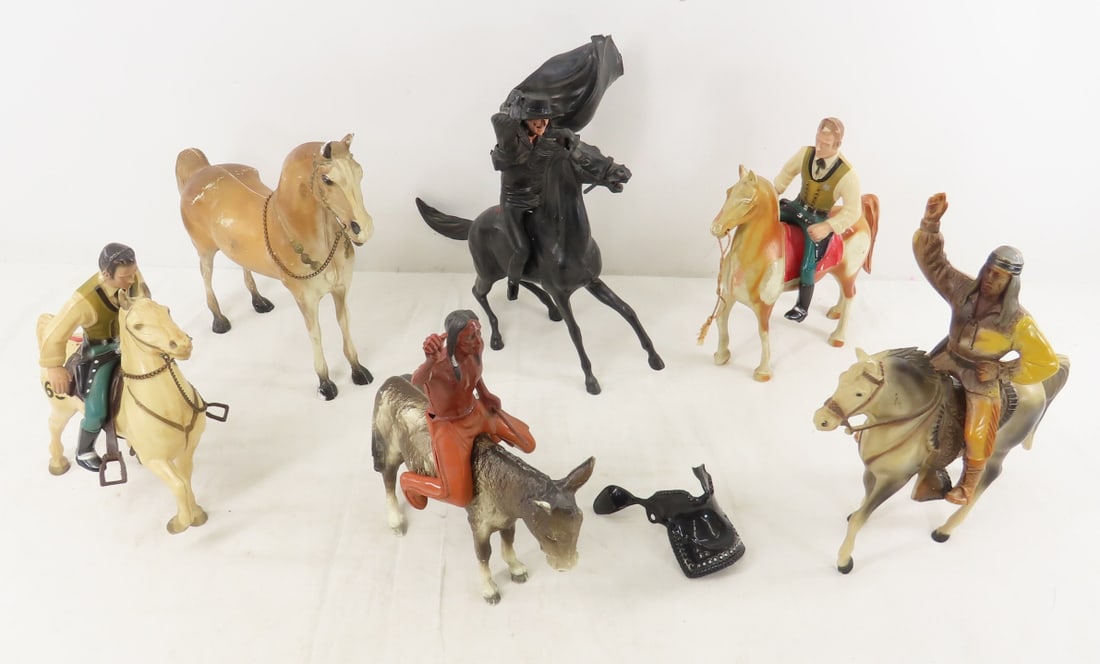 Vintage Hartland, Breyer & Other Horses & Riders: Vintage Hartland, Breyer & Other Horses & Riders - Lot Size: 16 x 12 x 10", 5 lbs Photos are part of description. (Live Auctioneers only shows a max of 20 photos). Please ask questions and read terms