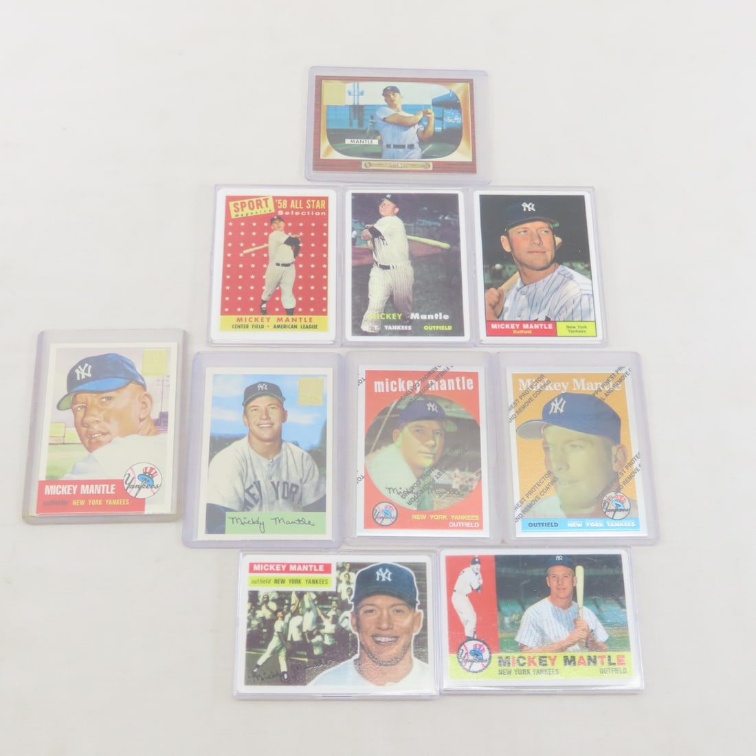 10 Topps Mickey Mantle Insert Cards: 10 Topps Mickey Mantle Insert Cards - LOT SIZE 4X4X4" 1 LB Photos are part of description. (Live Auctioneers only shows a max of 20 photos). Please ask questions and read terms & conditions before bid
