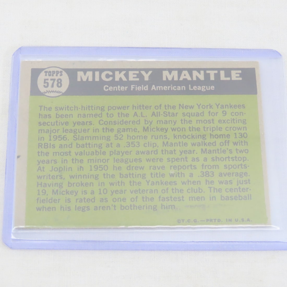 1961 Topps Mickey Mantle Baseball Card Autographed - 3