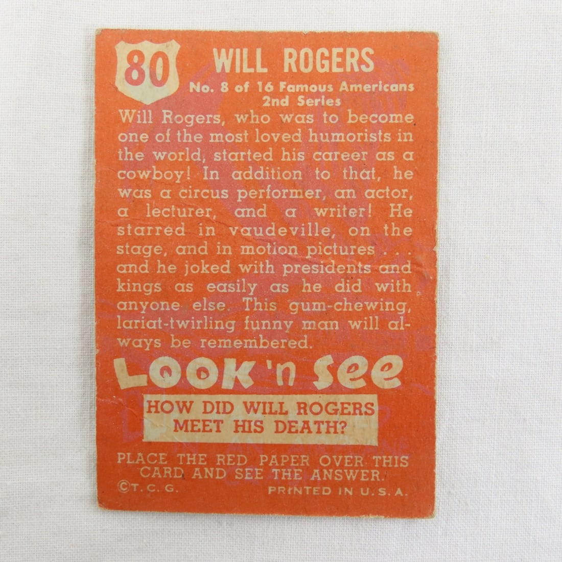 10 1952 Topps Look 'n See Trading Cards - 13