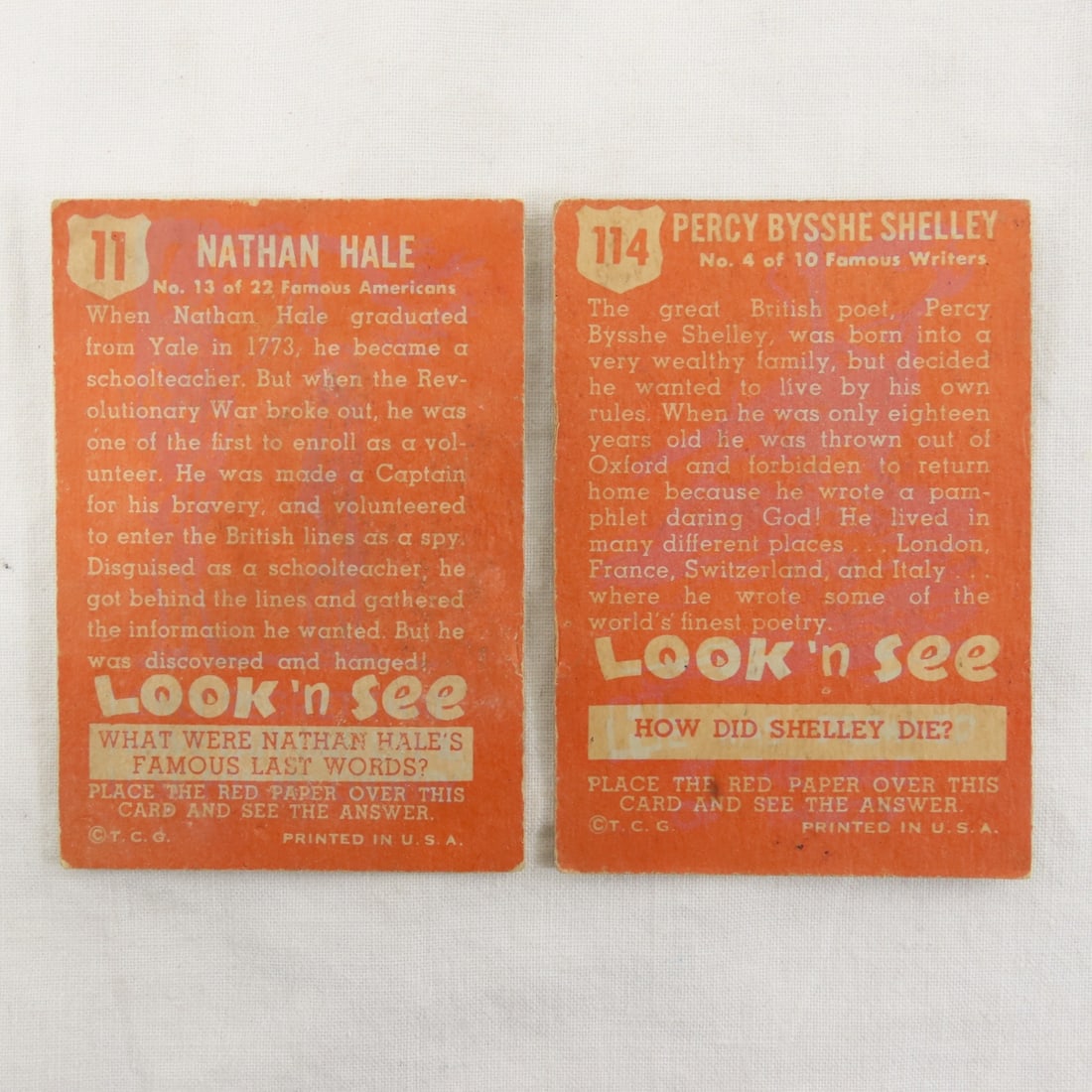 10 1952 Topps Look 'n See Trading Cards - 19