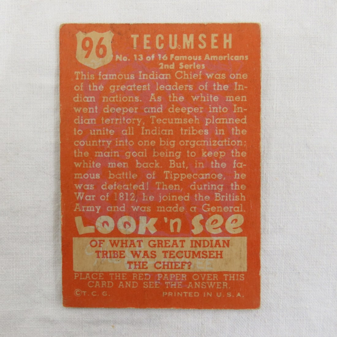 10 1952 Topps Look 'n See Trading Cards - 9