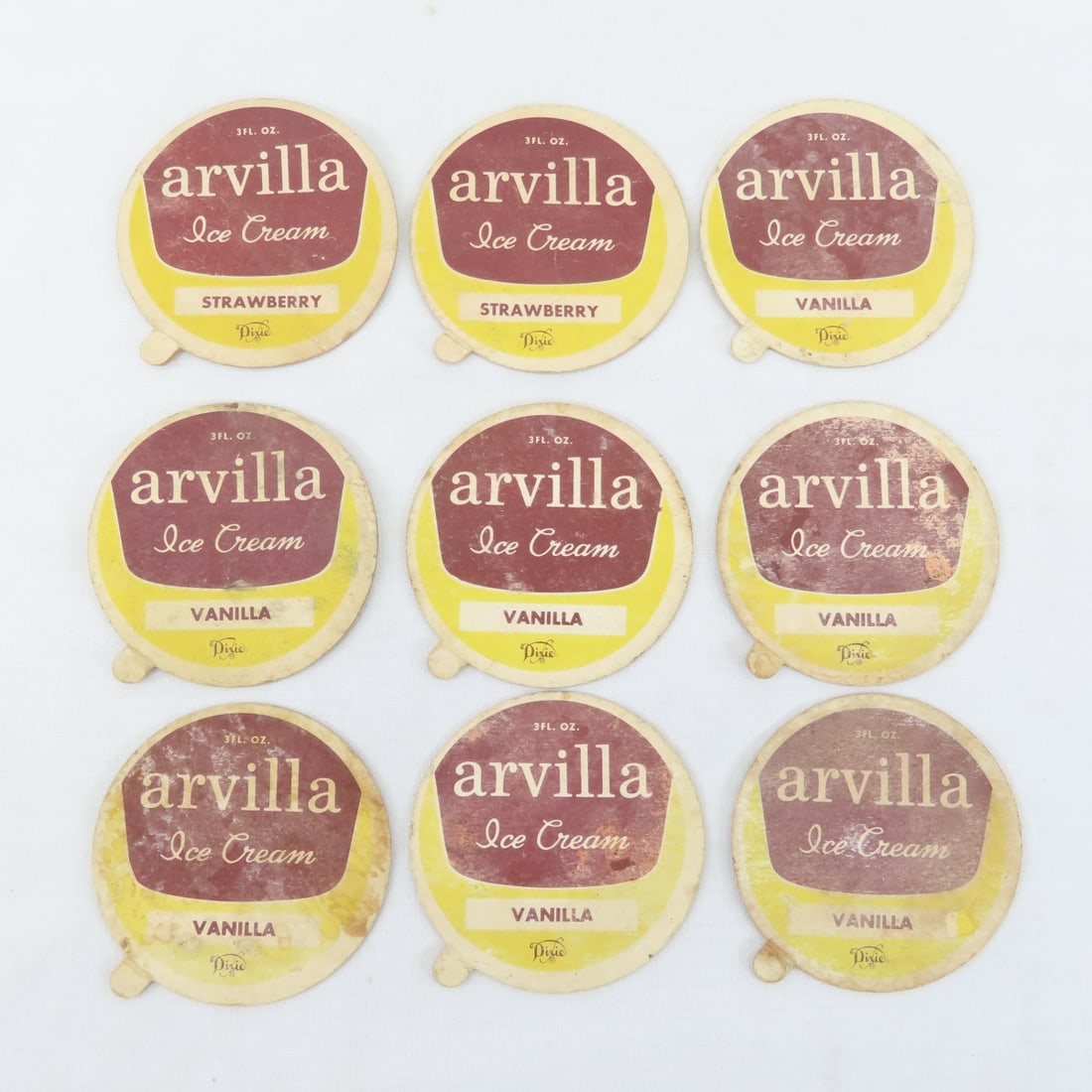 9 1952 Dixie Ice Cream Lids Hollywood Stars: 9 1952 Dixie Ice Cream Lids Hollywood Stars - LOT SIZE 4X4X4" 1 LB Photos are part of description. (Live Auctioneers only shows a max of 20 photos). Please ask questions and read terms & conditions