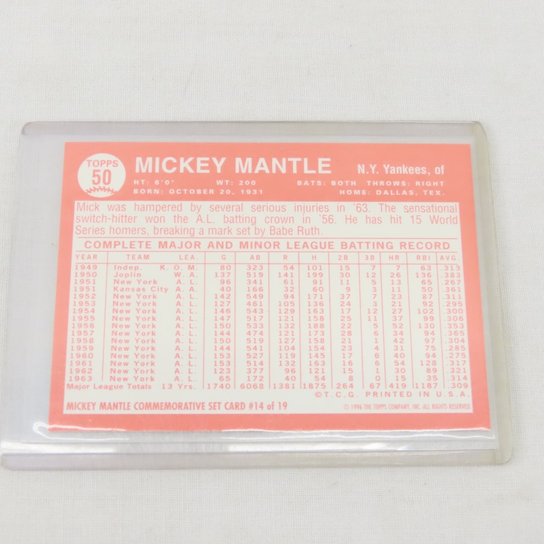 10 Topps Mickey Mantle Insert Cards - 11