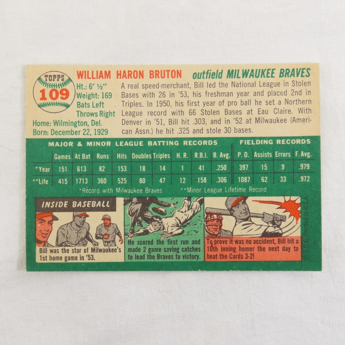 10 Sharp 1954 Topps Baseball Cards - 3