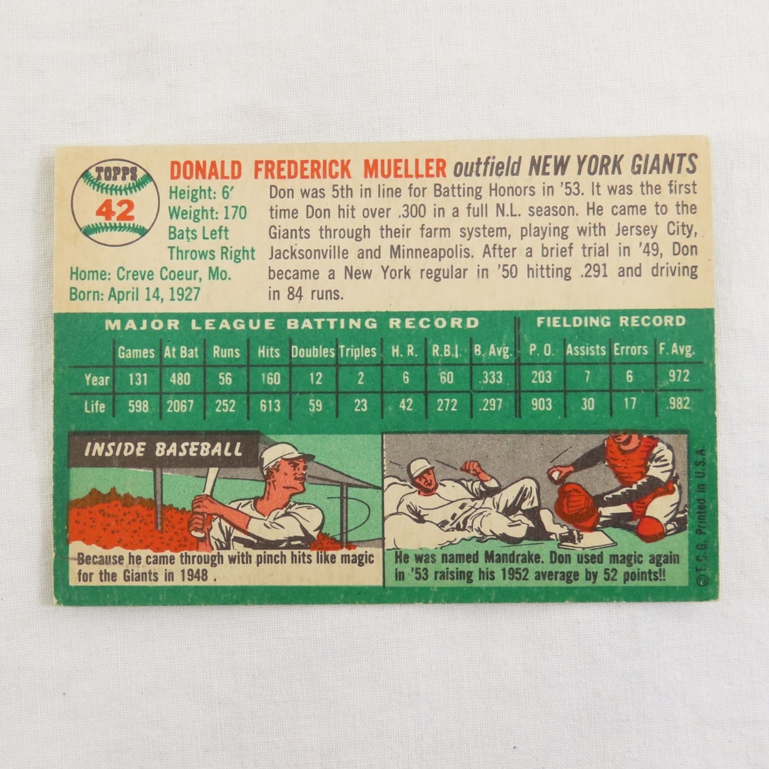 10 Sharp 1954 Topps Baseball Cards - 5