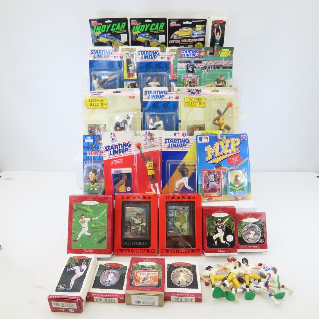 Starting Lineup Sports Figures & Hallmark Ornament: Starting Lineup Sports Figures & Hallmark Ornament - LOT SIZE 16X12X10" 7 LB Photos are part of description. (Live Auctioneers only shows a max of 20 photos). Please ask questions and read terms & con
