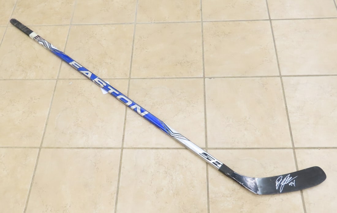Jordan Leopold Game Used Autographed Hockey Stick: Jordan Leopold Game Used Autographed Hockey Stick - LOT SIZE 60X10X2" 5 LB Photos are part of description. (Live Auctioneers only shows a max of 20 photos). Please ask questions and read terms & condi
