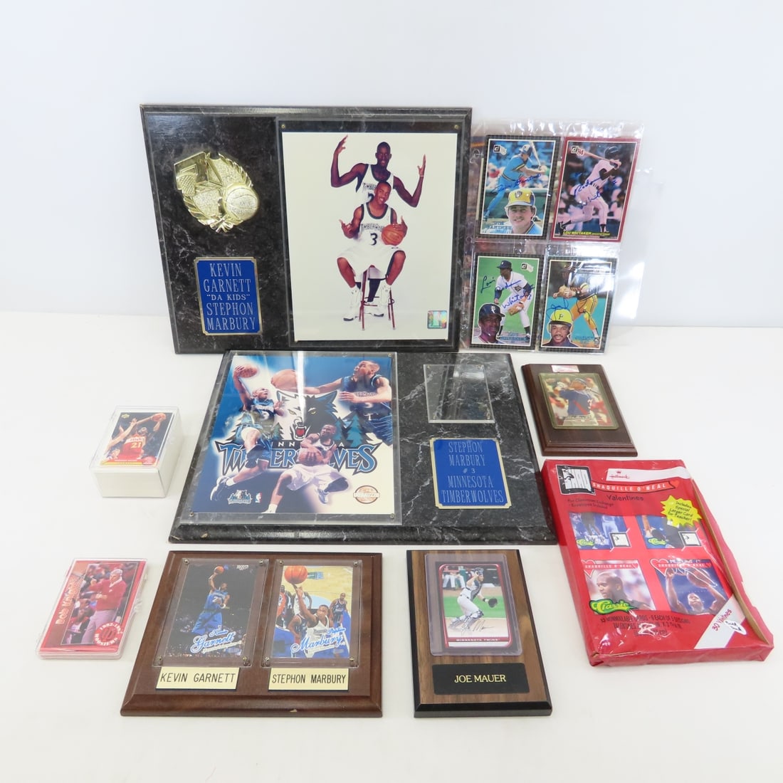 Sports Cards, Plaques, Signed Cards & more: Sports Cards, Plaques, Signed Cards & more - LOT SIZE 18X20X6" 12 LB Photos are part of description. (Live Auctioneers only shows a max of 20 photos). Please ask questions and read terms & conditions