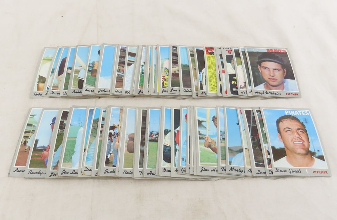 75+ 1970 Topps Baseball Cards- some stars: 75+ 1970 Topps Baseball Cards- some stars - checklist, rookie stars, mixed condition. Lot size: 4x5x4", lb Photos are part of description. (Live Auctioneers only shows a max of 20 photos). Please ask