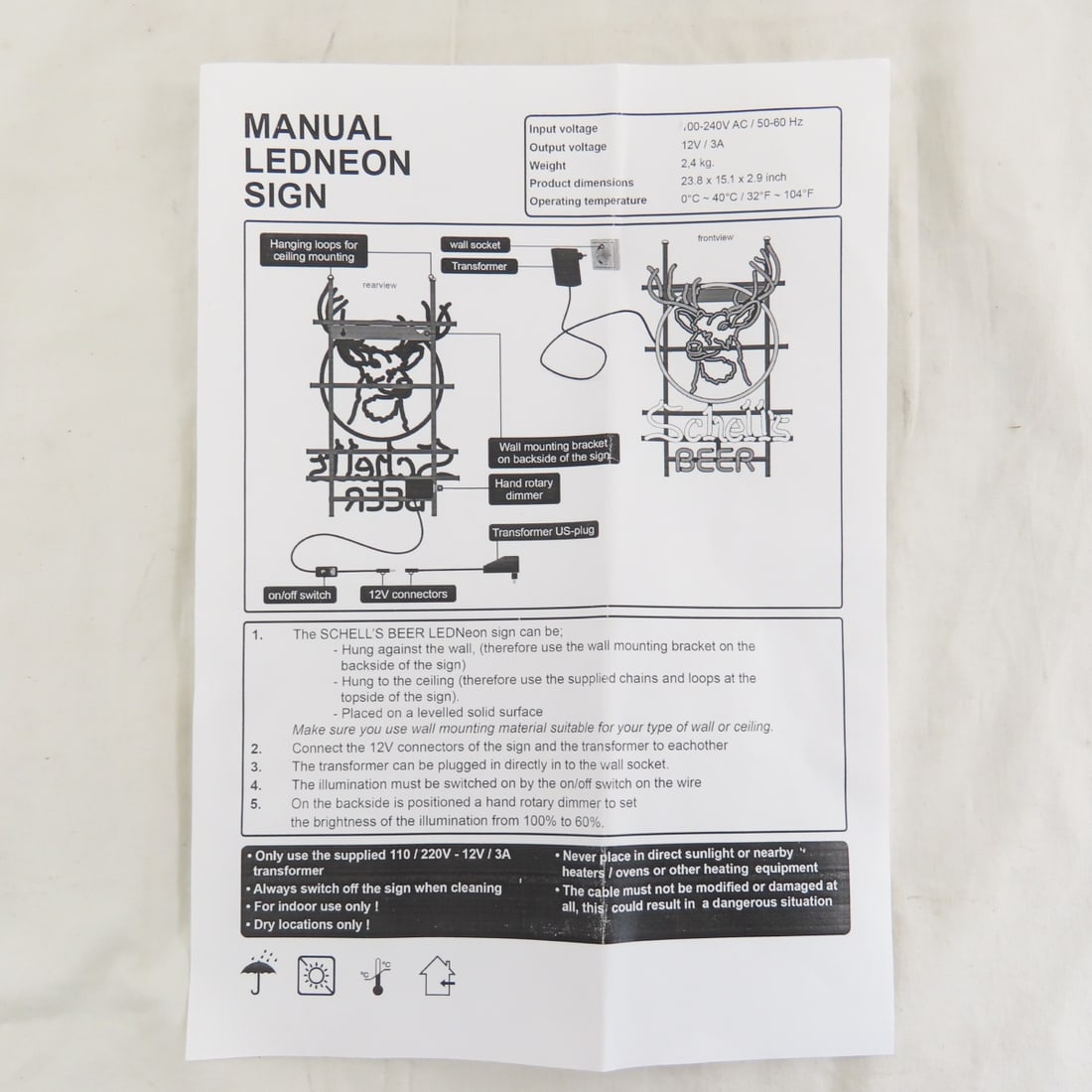 Schell's Beer Deer Head LEDNEON Bar Light, Working - 10