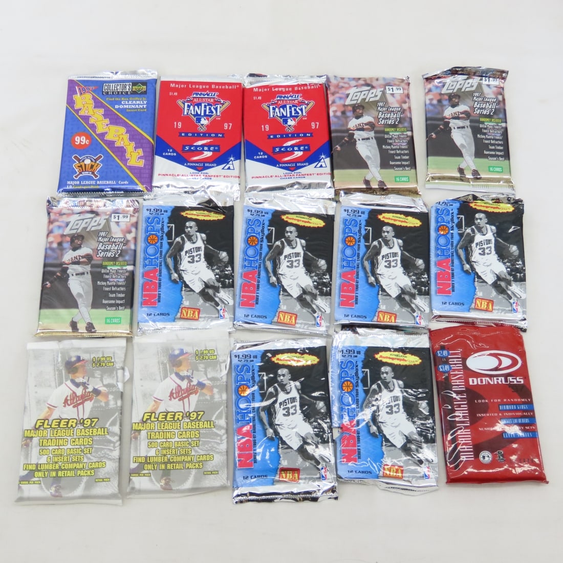 35 Pounds Cut Open 1990's Mixed Sports Card Packs - 2