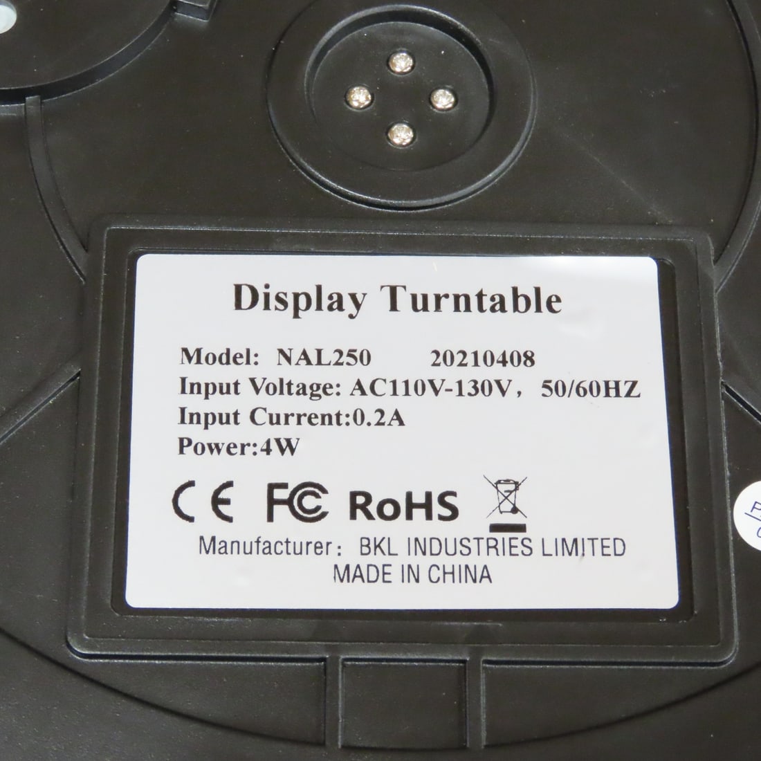 10 Black NAL250 Rotating 10" Display Stand w/LED - 6