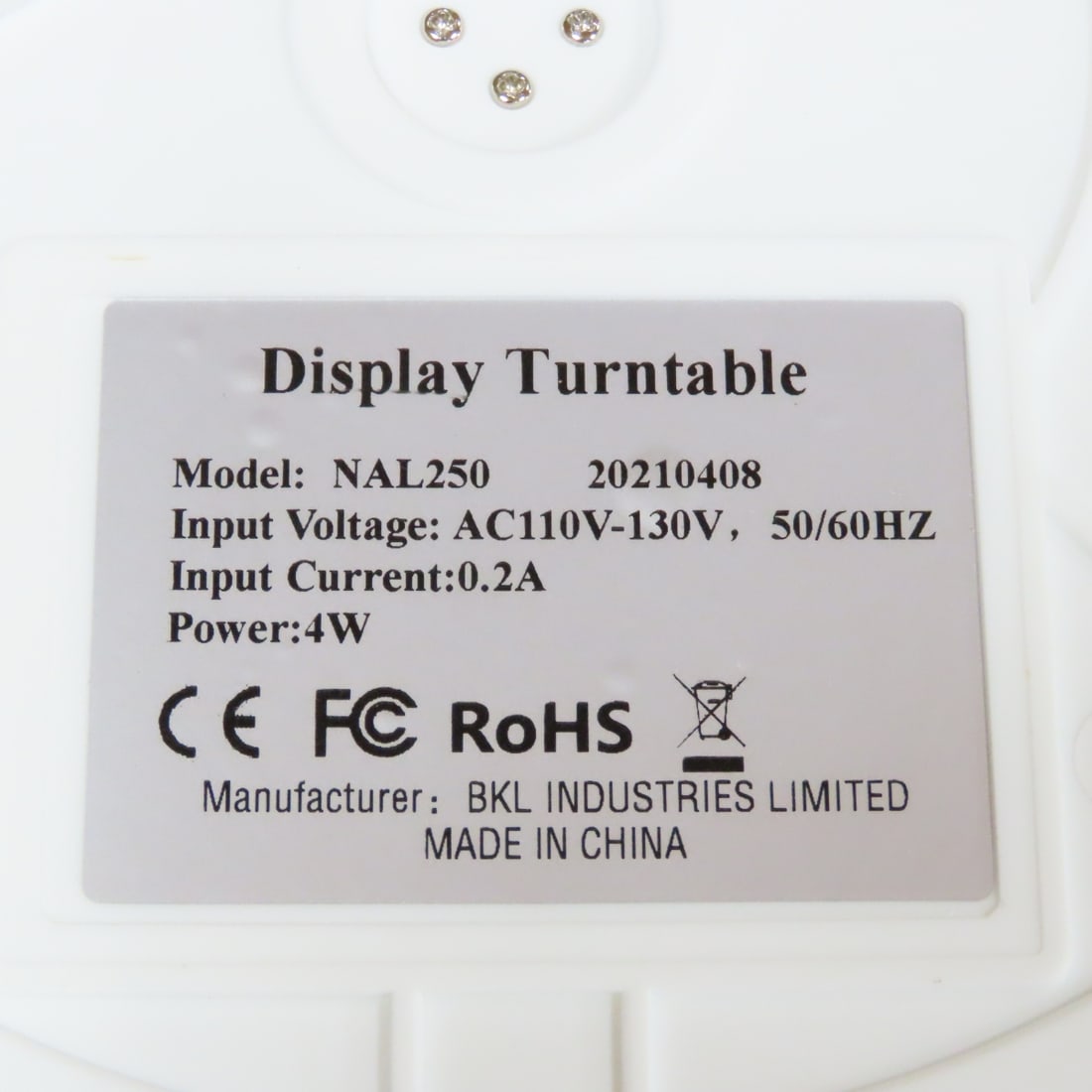 10 White NAL250 Rotating 10" Display Stand w/LED - 6