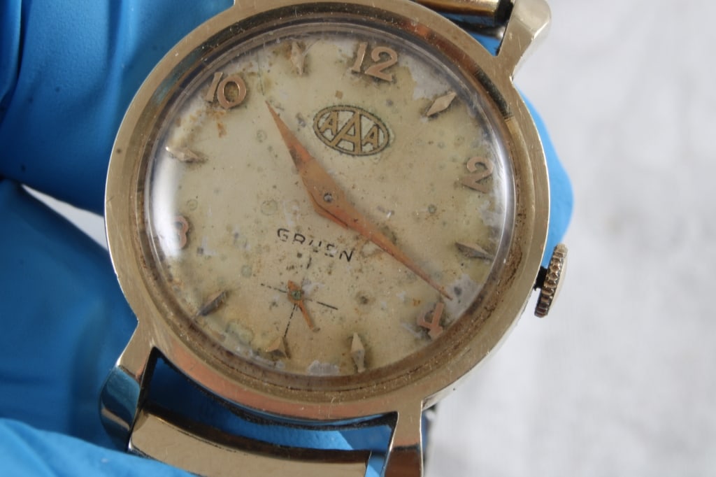 1950 17J 14K Gold Gruen Wind Wristwatch Working - 4