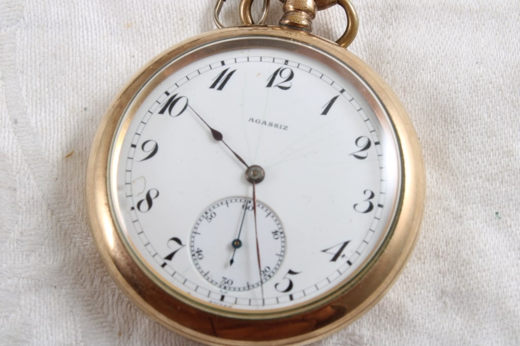 Agassiz 17 Jewel Pocket Watch 20 Yr Case Working - 2