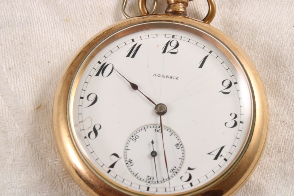 Agassiz 17 Jewel Pocket Watch 20 Yr Case Working - 4