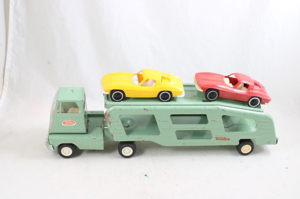 '60s Tonka Auto Transport w/2 '63 Corvette Cars - 6