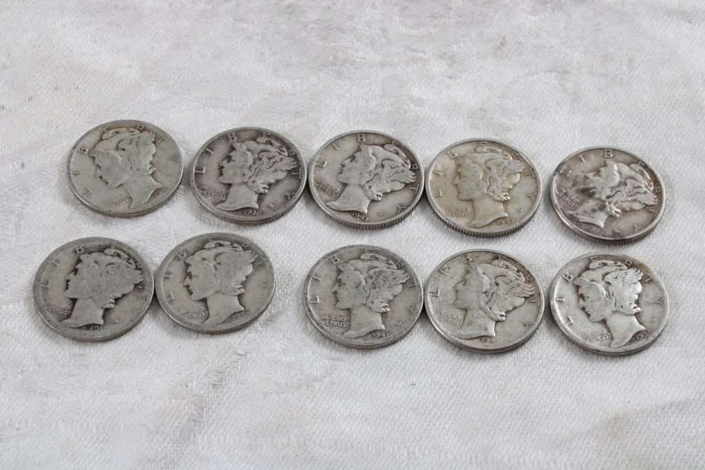 10 Mercury Silver Dimes (1 of 13)