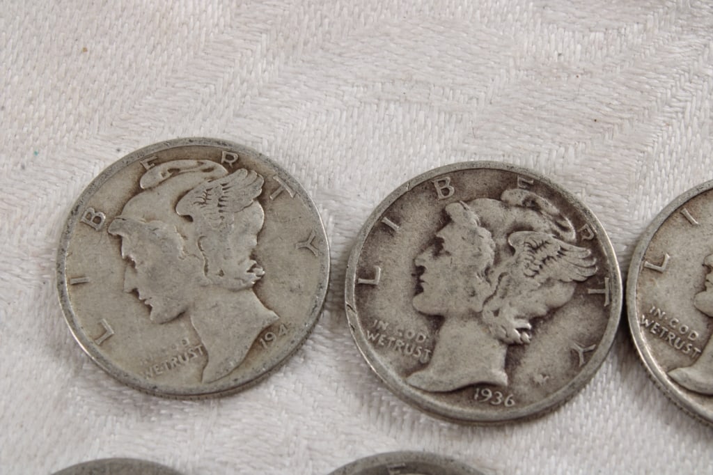 10 Mercury Silver Dimes - 2