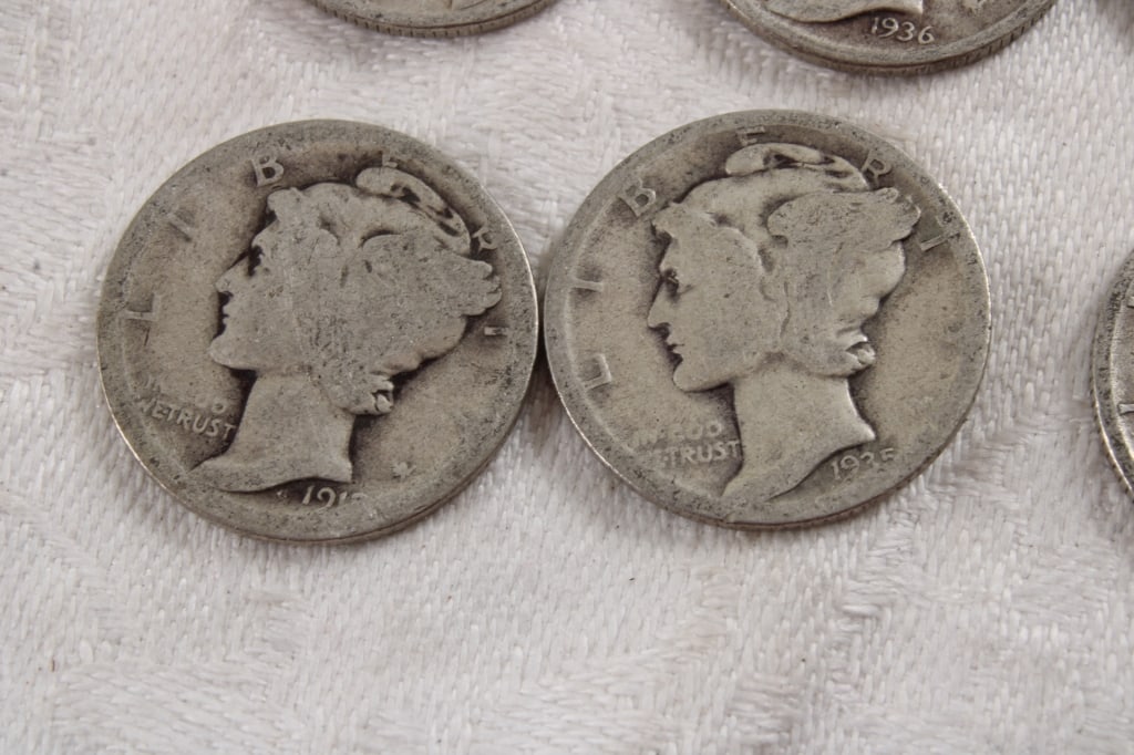 10 Mercury Silver Dimes - 3