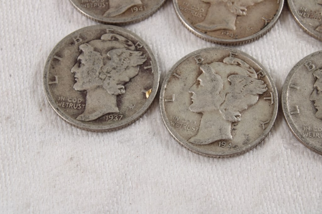 10 Mercury Silver Dimes - 3