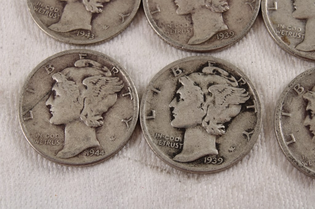 10 Mercury Silver Dimes - 3