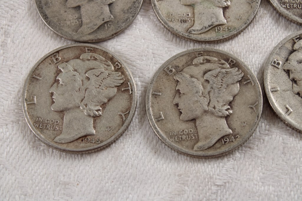9 Mercury Silver Dimes - 3