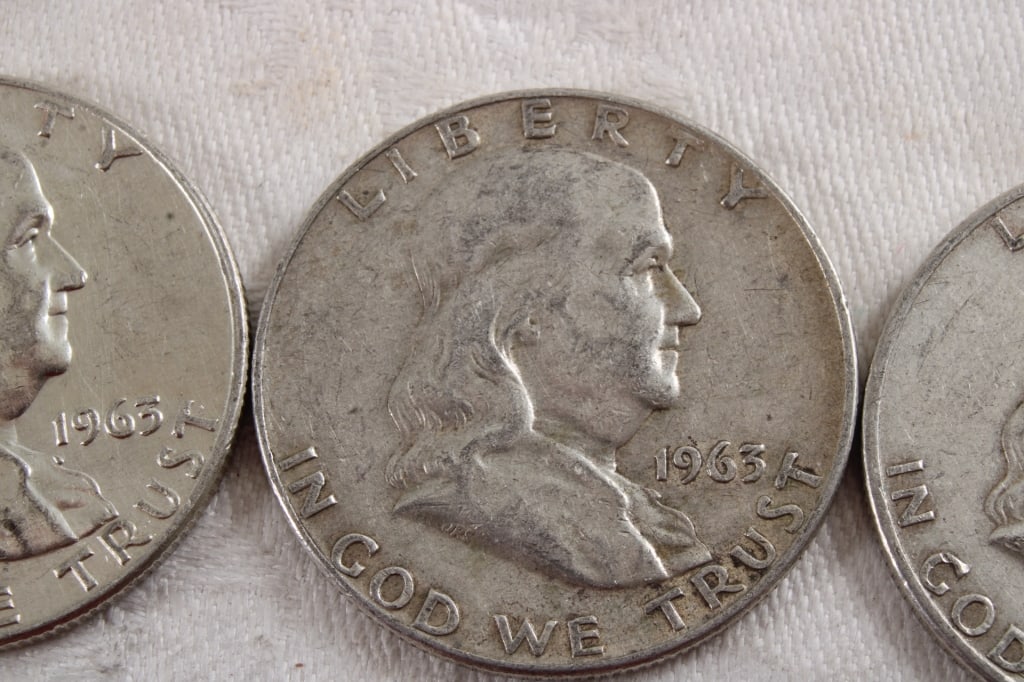 3 Franklin Silver Half Dollars - 3