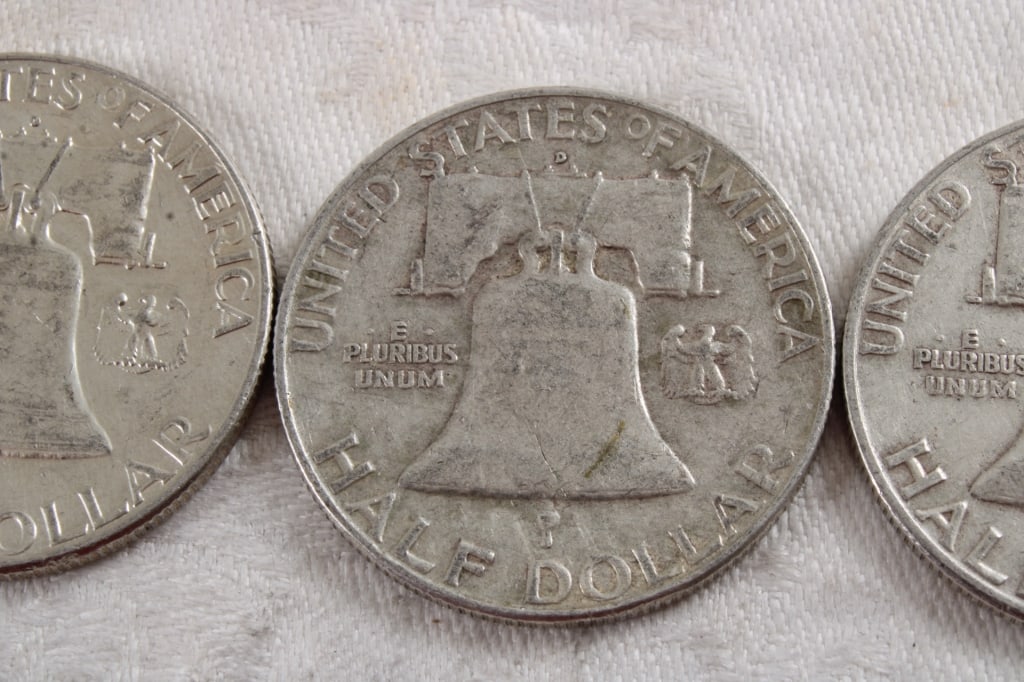 3 Franklin Silver Half Dollars - 6
