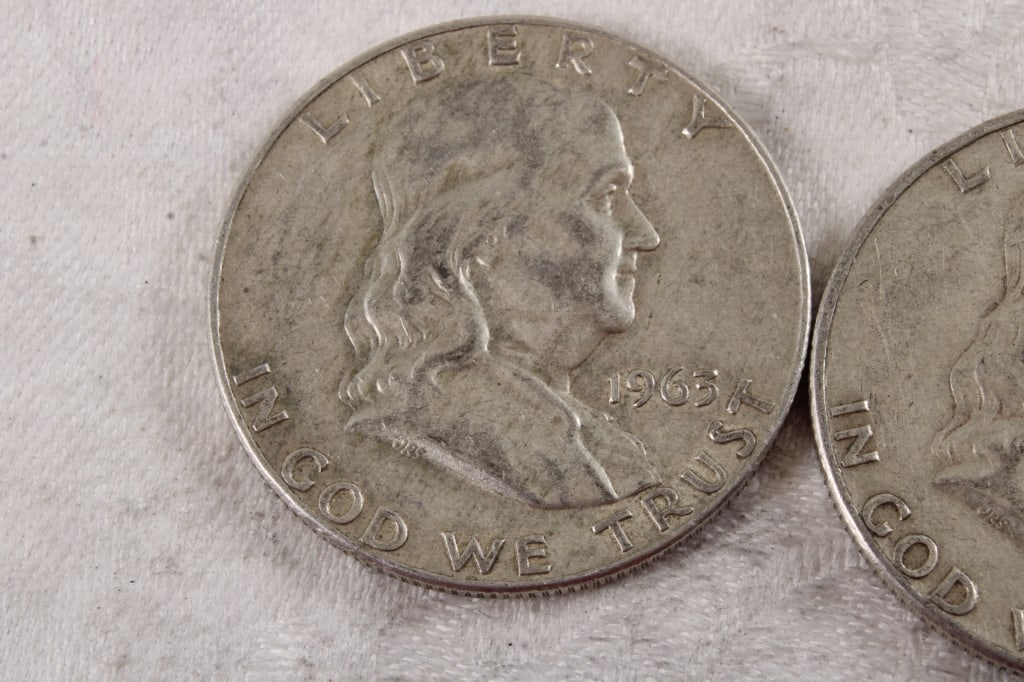 2 Franklin Silver Half Dollars - 2