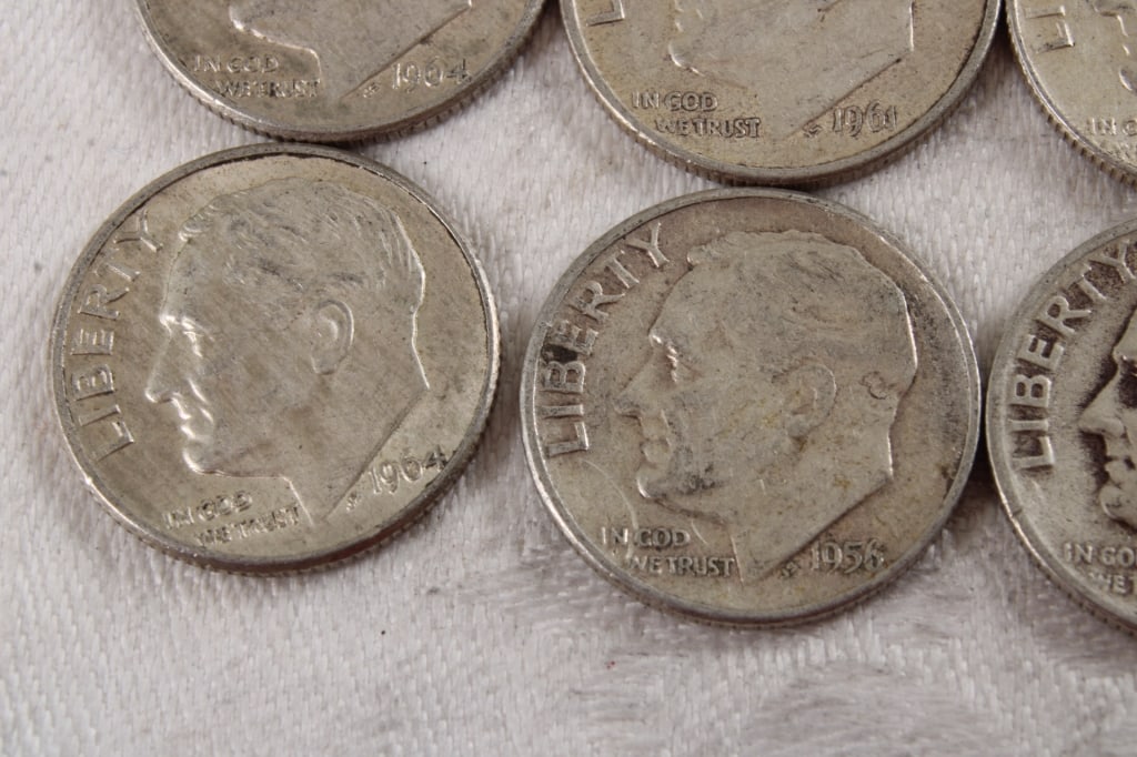 8 Roosevelt Silver Dimes, 2 Mercury Silver Dimes - 3