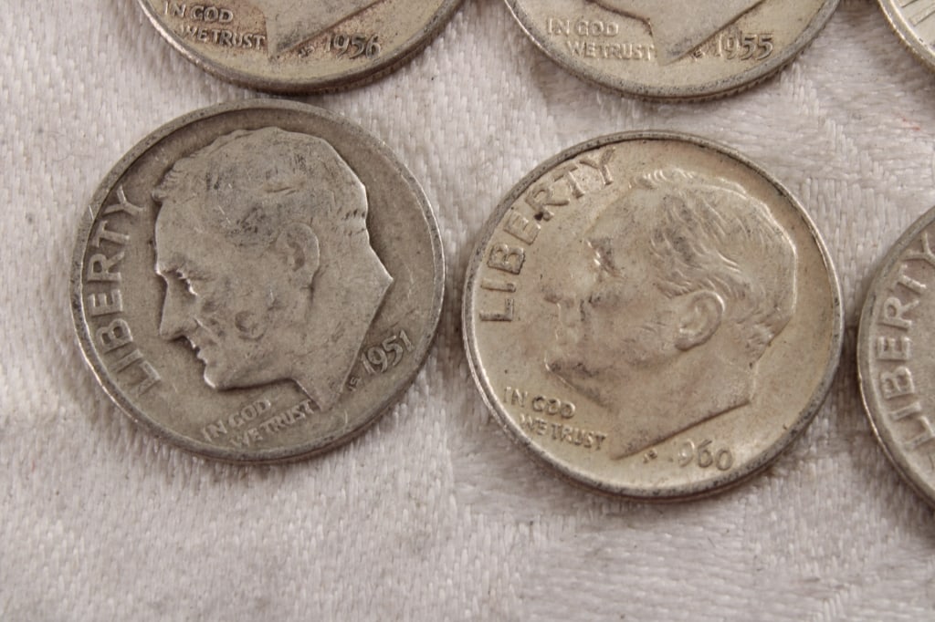 8 Roosevelt Silver Dimes, 2 Mercury Silver Dimes - 3