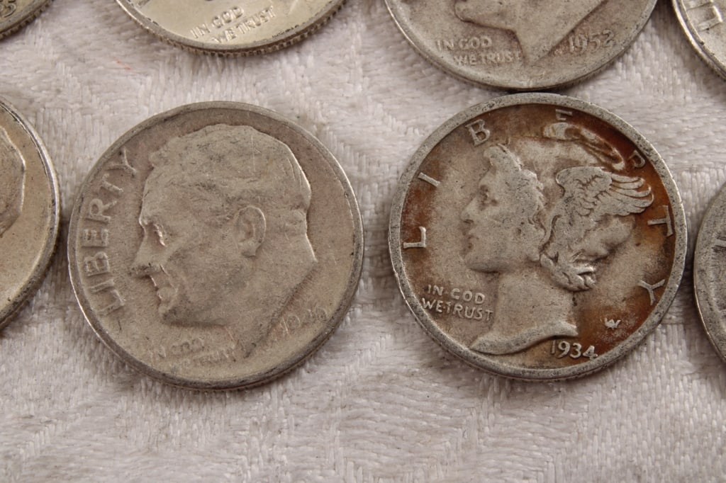 8 Roosevelt Silver Dimes, 2 Mercury Silver Dimes - 5