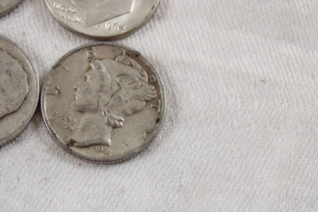9 Roosevelt Silver Dimes, 1 Mercury Silver Dime - 7