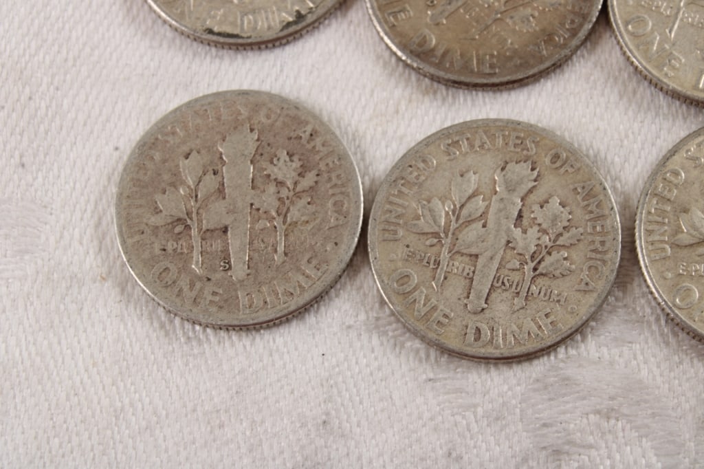 10 Roosevelt Silver Dimes - 9