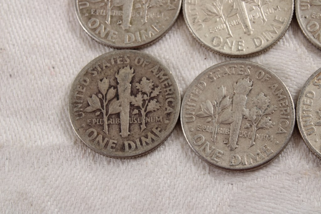 10 Roosevelt Silver Dimes - 9