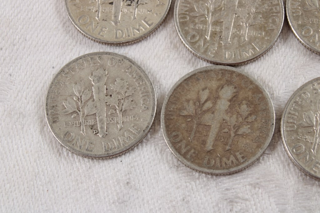 10 Roosevelt Silver Dimes - 9
