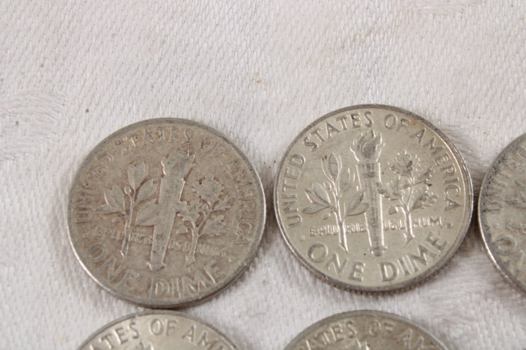10 Roosevelt Silver Dimes - 8