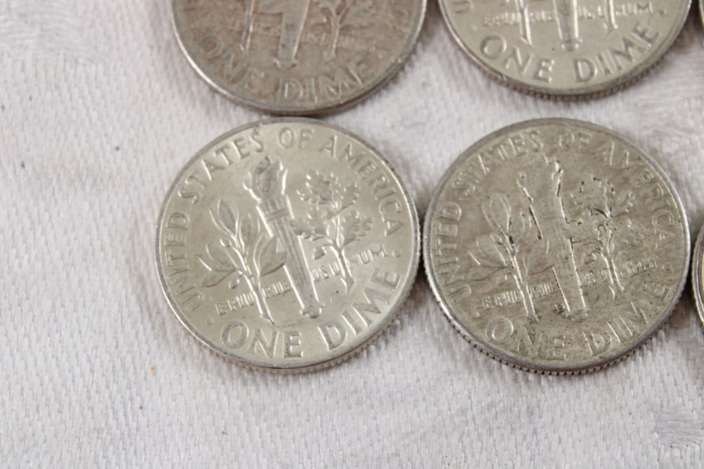 10 Roosevelt Silver Dimes - 9