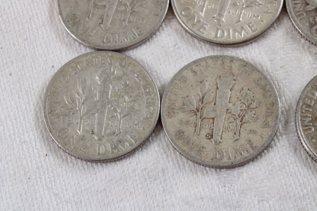 10 Roosevelt Silver Dimes - 9