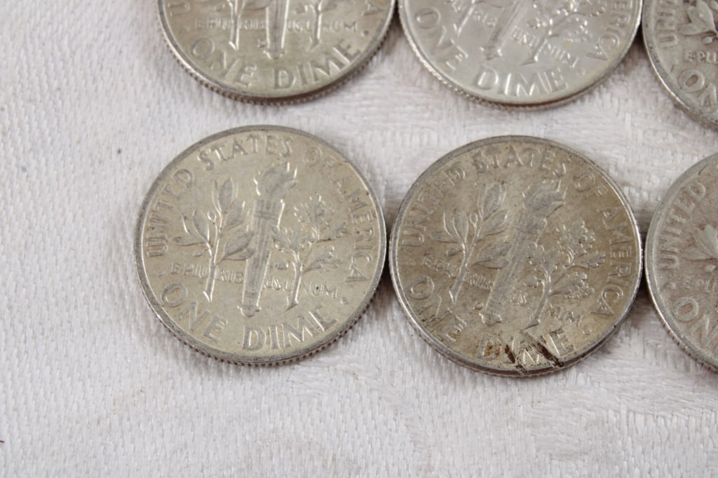 10 Roosevelt Silver Dimes - 9