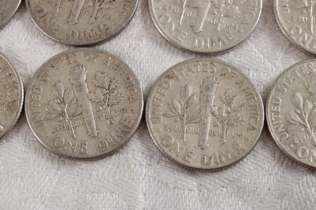 10 Roosevelt Silver Dimes - 9