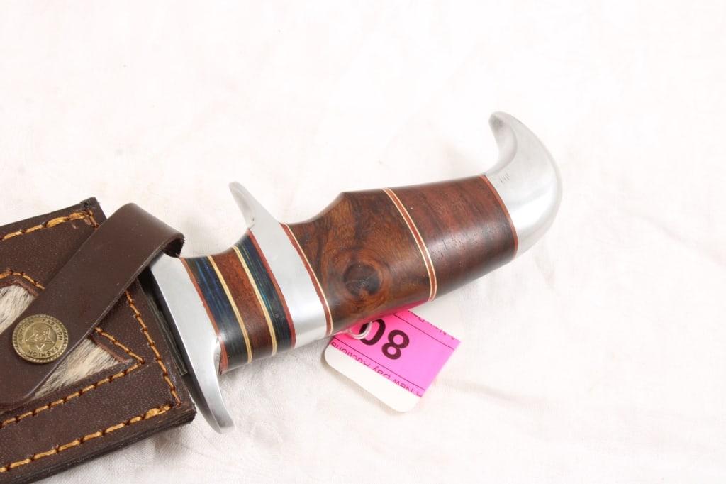 Damascus Bowie Knife 15" in Leather Sheath - 11