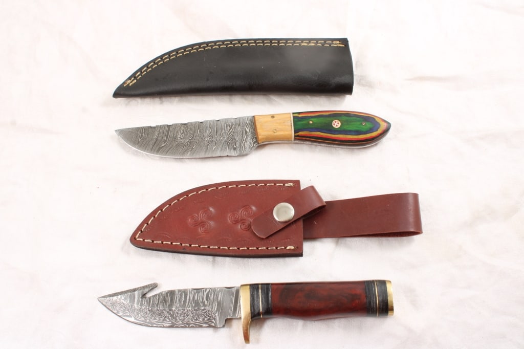 2 Damascus Fixed Blade Knives in Sheaths (1 of 16)