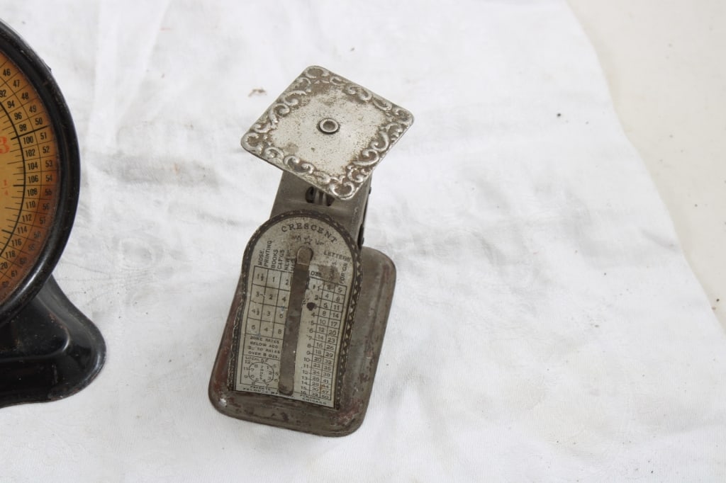 2 Antique Postal Scales, 2 Budweiser Beer Tip Tray - 2
