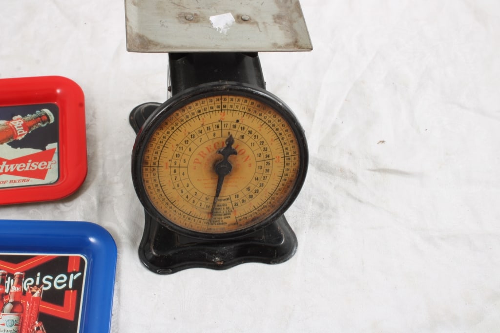 2 Antique Postal Scales, 2 Budweiser Beer Tip Tray - 9