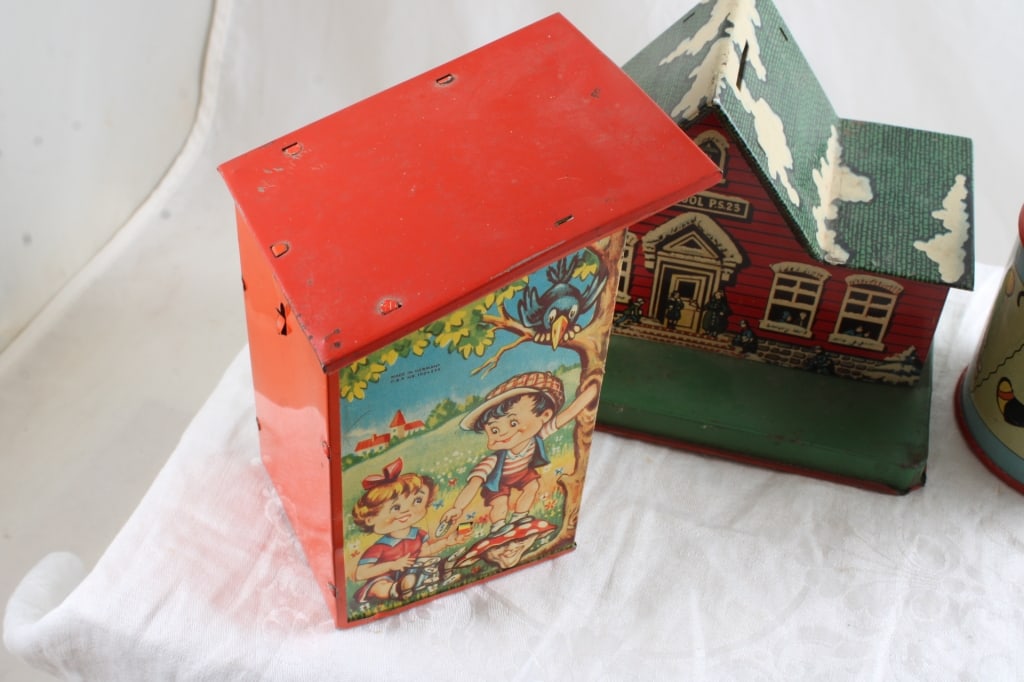 3 Tin Litho Mechanical Banks LBZ Germany, Ohio Art - 3