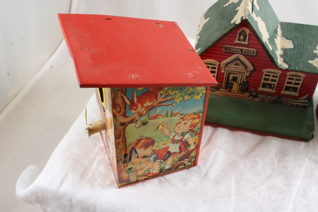 3 Tin Litho Mechanical Banks LBZ Germany, Ohio Art - 4